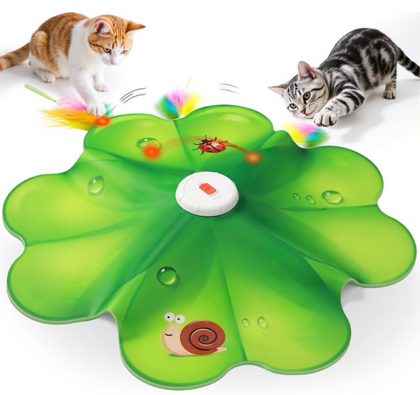 Feelneedy Rechargeable Cat Toys 2 In 1 Hide And Seek Game Interactive Cat Toy Movable Led Red Dot Moving Concealed Feathers Durable Exercise Toys For Indoor Cats Bored Adult Cats Wand Toy