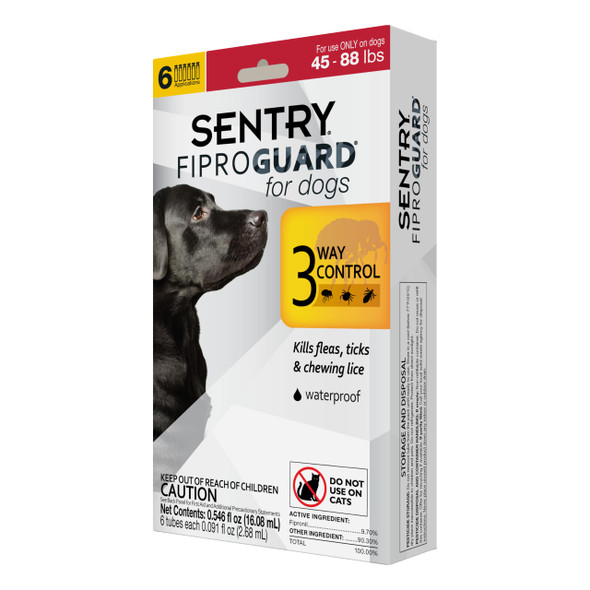 Fiproguard Sentry For Dogs Flea And Tick Prevention For Dogs (45-88 Pounds) Includes 3 Month Supply Of Topical Flea Treatments