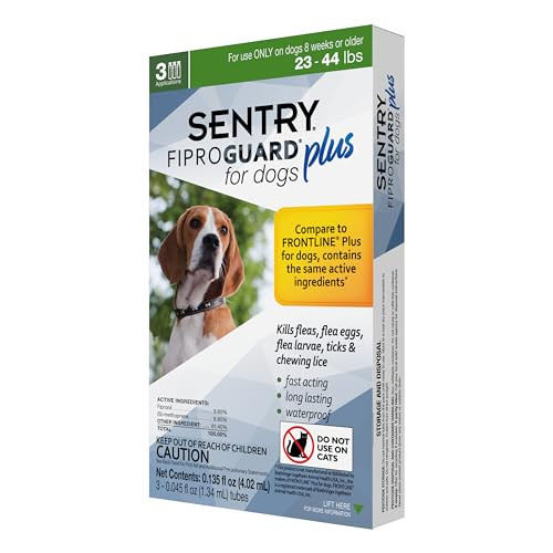 Fiproguard Sentry Plus For Dogs Flea And Tick Prevention For Dogs (23-44 Pounds) Includes 3 Month Supply Of Topical Flea Treatments