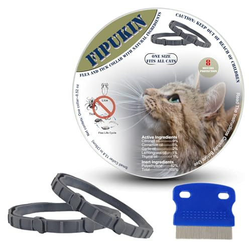 Fipukin Flea And Tick Collar For Cats 2 Pack Top 50 Ranked (#46) 8 Month Waterproof Protection With Natural Essential Oils 1 Donation Per Purchase Supports Animal Rescue