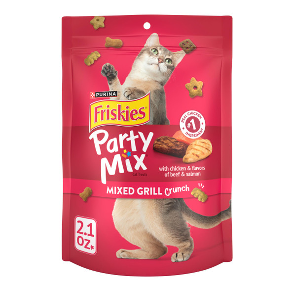 Friskies Purina Cat Treats Party Mix Mixed Grill Crunch - (Pack Of 6) 6 Oz. Pouches