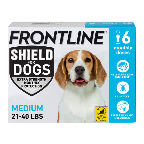 Frontline Shield Flea & Tick Treatment For Medium Dogs 21-40 Lbs. Count Of 6