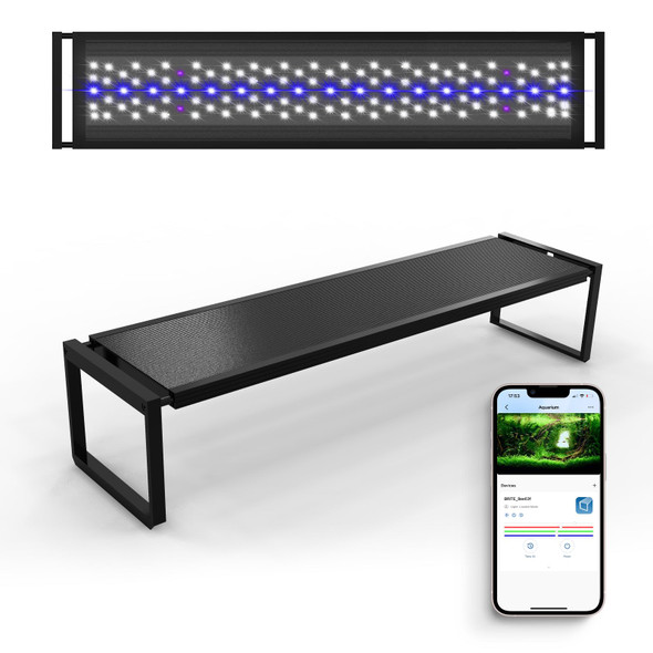 Fzone Led Aquarium Light With App Control Full Spectrum For 18-24 Planted Aquariums Timer Sunrise/Sunset24W (Light 45)