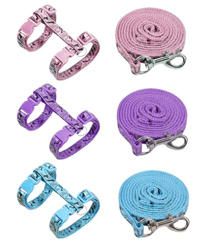 Gaahkai 3 Pack Cat Leash And Harness Set Lightweight Adjustable Collar Escape Proof For Cats