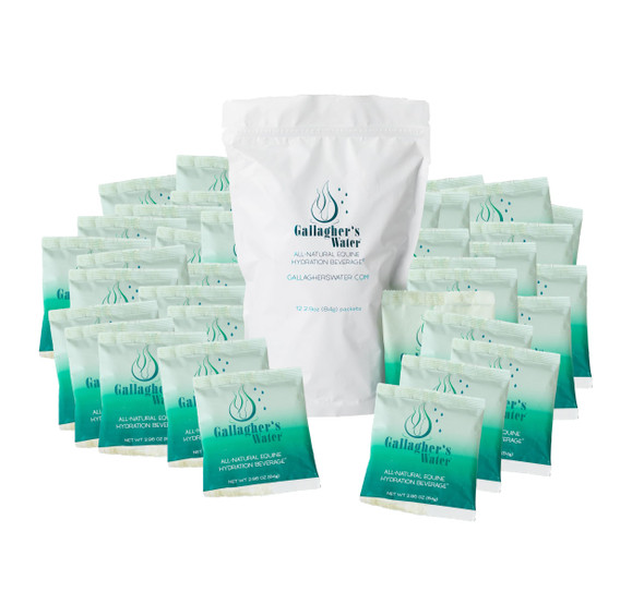Gallagher'S Water 12 Pack All-Natural Equine Hydration Treat - Enhancement Powder Mix Horse Drink Treat To Help Encourage To Drink Water - Made With All Natural Ingredients Fei Compliant