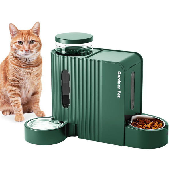 Gardner Pet Automatic Gravity Cat Food Feeder And Water Dispenser Stainless Steel Two-In-One Set Large Capacity Dispenser For Pets Dogs Puppies Kittens-(0.8 Gallons X 2)