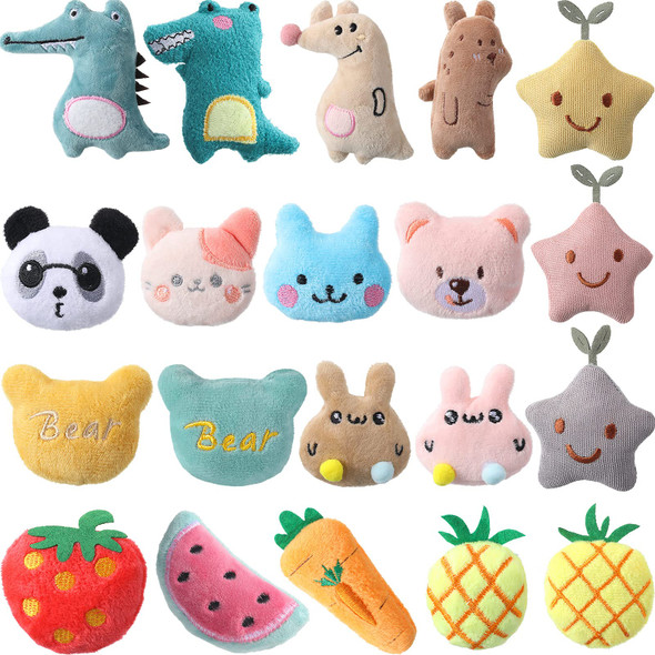 Gejoy 20 Pieces Catnip Toys For Indoor Cat Plush Kitten Cat Chew Toys Catnip Kitten Entertaining Interactive Dolls(Lovely)