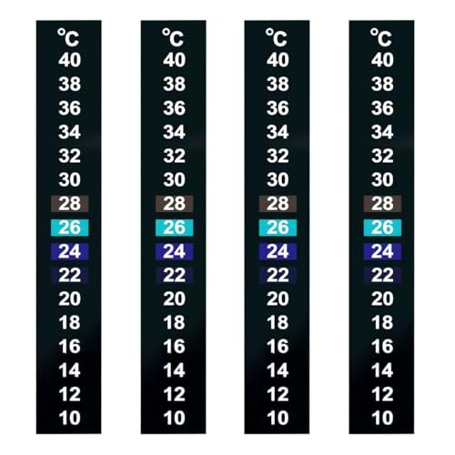 Gladfresit Stick-On Lcd Thermometer Strips - 4 Pack Adhesive 10-40 Sensing Range Ideal For Aquariums Fish Tanks Home Brewing And Fermentation Temperature Control.