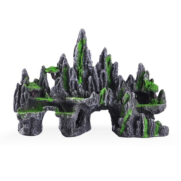 Golomoz Large Fish Tank Decorations Fish Tank Decor Aquarium Rock Mountain View Aquarium Ornament Tree House Cave Fishtank Rocks For Large Fishtank Glofish Tank Decorations - 13 Inches Long