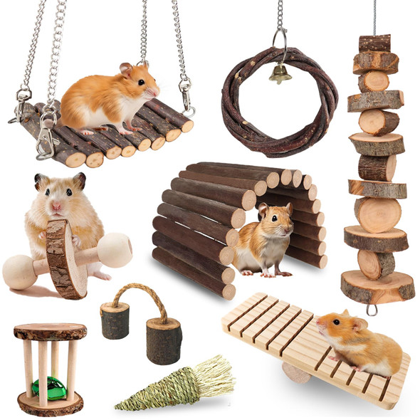Grddaef Hamster Toys Guinea Pig Chew Toys Small Animal Enrichment Toys Cage Accessories For Chinchilla Gerbils Rats Bunny Mouse