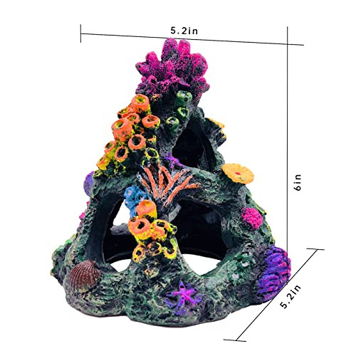 Gsd Aquarium Colorful Coral Reef Set Fish Tank Decoration Mountain Ornament For Aquarium Environments Decor Accessories Coral Mountain X 1 Aquatic Plant X 4