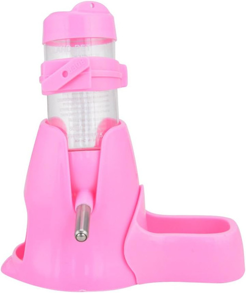Guardians Hamster Water Bottle Little Pet Automatic Drinking Bottle With Food Container Base Hut Hanging Water Feeding Bottles Auto Dispenser For Small Animals(80MlPink)