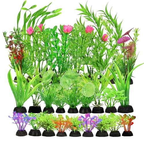 Gupawix 30Pcs Aquarium Plants Green Fish Tank Plants Artificial Aquarium Fish Tant Decor Plants Plastic Water Grass Fish Tank Decorations