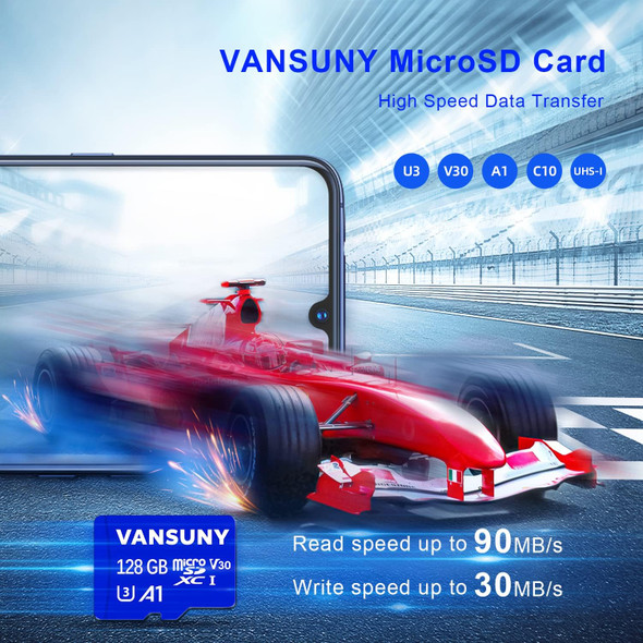 Vansuny Micro SD Card 128GB 2 Pack microSDXC Memory Card with SD Adapter A1 App Performance V30 4K Video Recording C10 U3 Micro SD for Phone, Security Camera, Dash Cam, Action Camera Vansuny Micro SD Card 128GB 2 Pack microSDXC Memory Card with SD Adapter A1 App Performance V30 4K Video Recording C10 U3 Micro SD for Phone, Security Camera, Dash Cam, Action Camera