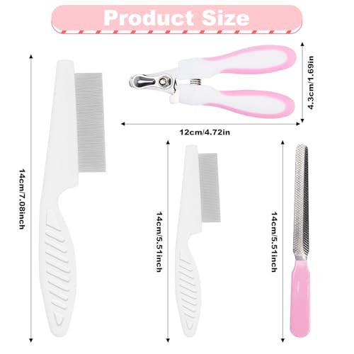 Haezu Guinea Pig Brush Kit Hamster Cleaning Grooming Comb With Nail Clipper Trimmer Nail Files - Professional Small Animal Grooming Tool For Rabbit Bunny Puppy Kitten Ferret