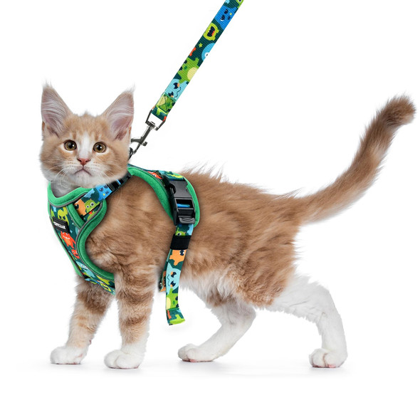 Halypet Cat Harness And Leash Set For Walking Escape Proof Adjustable Vest Harness With 3-In-1 Integrated Buckles Easy Control Soft Breathable Mesh With Reflective Strips For Cats S Moonlight Meow