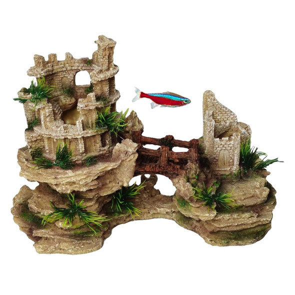 Hamiledyi Aquarium Antique Roman Column Castle Stone Cave Decorations Fish Tank Artificial Resin Ruins European Ornaments Large Landscaping For Betta Hide Play