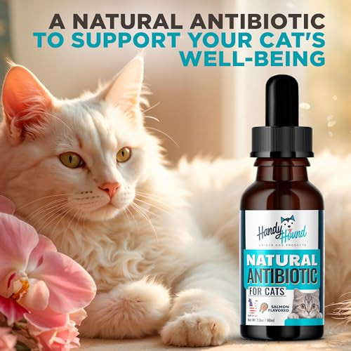 Handy Hound Allergy Relief Drops For Cats Salmon Oil Omega 3 Natural Anti-Itch Supplement For Immune Support Seasonal Allergy Support Skin & Coat Health And Daily Comfort