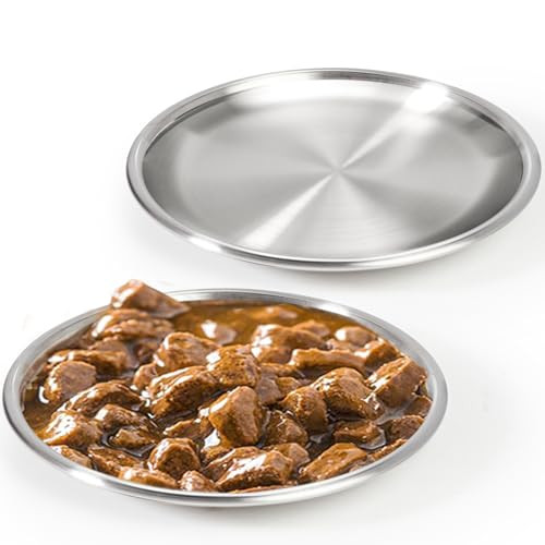 Harhana Stainless Steel Cat Dishes For Food And Water Bowls For Kittens And Baby Cats Small Pets Relief Of Whisker Fatigue -2 Sets Shallow Style