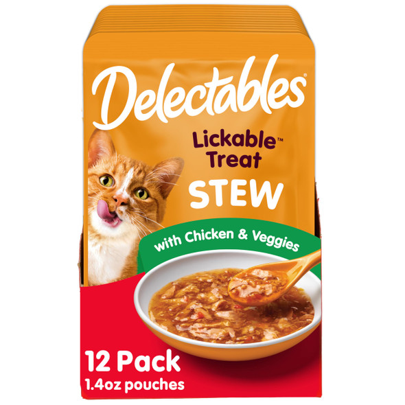 Hartz Delectables Stew Lickable Wet Cat Treats For Adult & Senior Cats Variety Pack 1.4 Ounce (Pack Of 12)