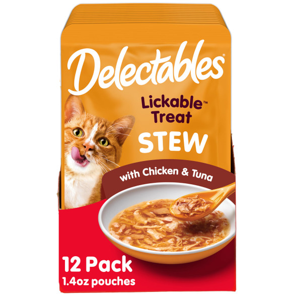 Hartz Delectables Stew Lickable Wet Cat Treats For Adult & Senior Cats Variety Pack 1.4 Ounce (Pack Of 12)