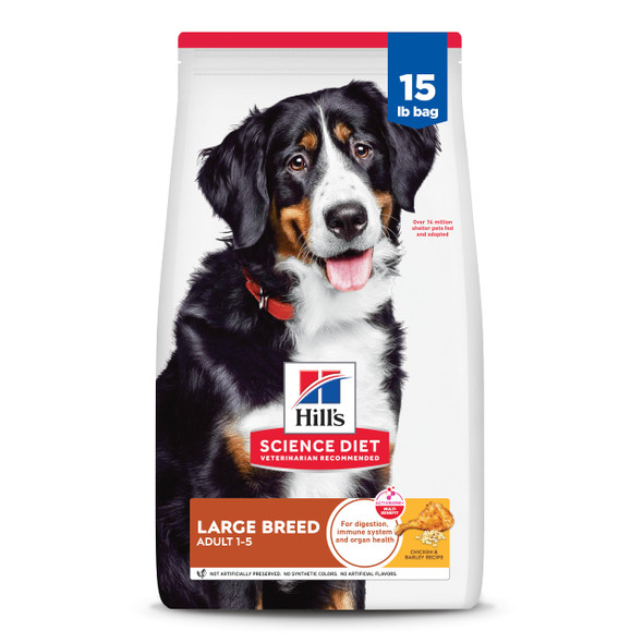 Hill'S Science Diet Large Breed Adult 1-5 Dry Dog Food Quality Protein For Joint Support & Lean Muscles Chicken & Barley 15 Lb. Bag