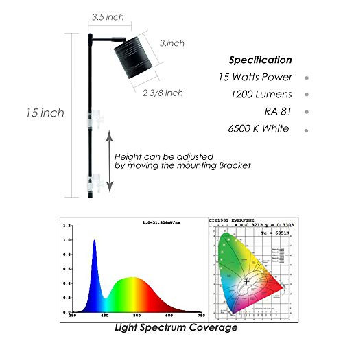 Hiro Aquatics Led Aquarium Light Full Spectrum Cob Led Spotlight For Planted Aquariums Small/Nano Tanks Wabikusa Terrarium Paludarium