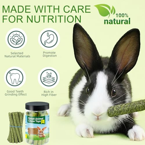 Hkkpet Timothy Hay Sticks For Rabbits & Guinea Pigs - 100% Natural Handmade Chew Treats For Dental Health 30 Count Small Animal Treats For Chinchillas Hamsters