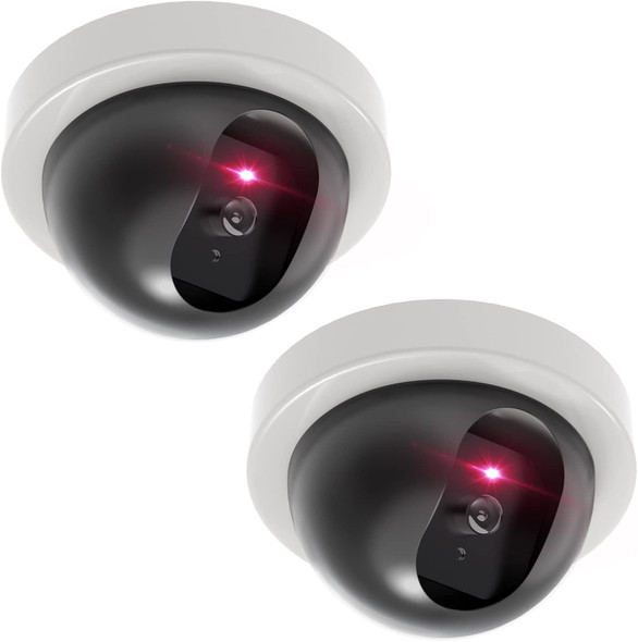 WALI Dummy Fake Security CCTV Dome Camera with Flashing Red LED Light with Security Alert Sticker Decals (SDW-2), 2 Packs, White WALI Dummy Fake Security CCTV Dome Camera with Flashing Red LED Light with Security Alert Sticker Decals (SDW-2), 2 Packs, White