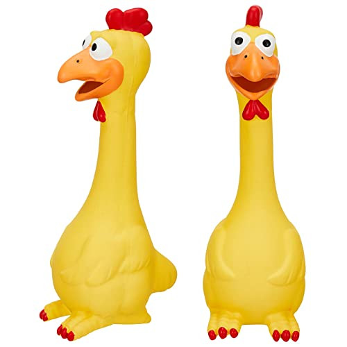 Hungdao 1 Pcs Horse Toys Latex Squeaky Squeeze Chicken Squeak Turkey Balls For Play Fake Screaming Chicken Toys For Horses Soccer Ball For Reduce Separation Anxiety Noise Maker (Yellow)
