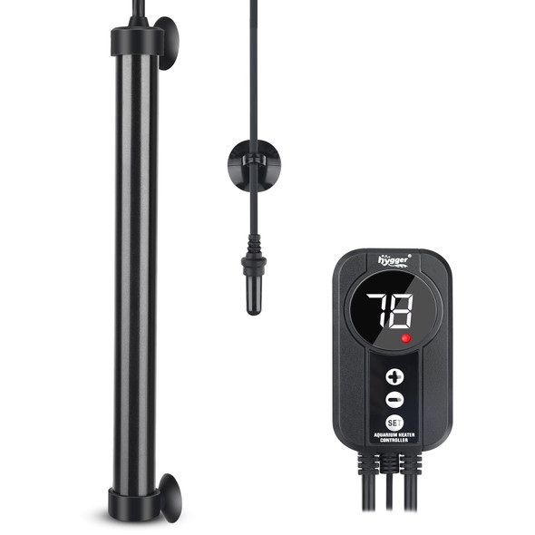 Hygger Marine Aquarium Heater 100WTitanium Heater With Digital Led Controller & Temperature ProbeSubmersible Fish Tank Heater With Temperature CalibrationFor Saltwater Freshwater Tank 15-20Gallon