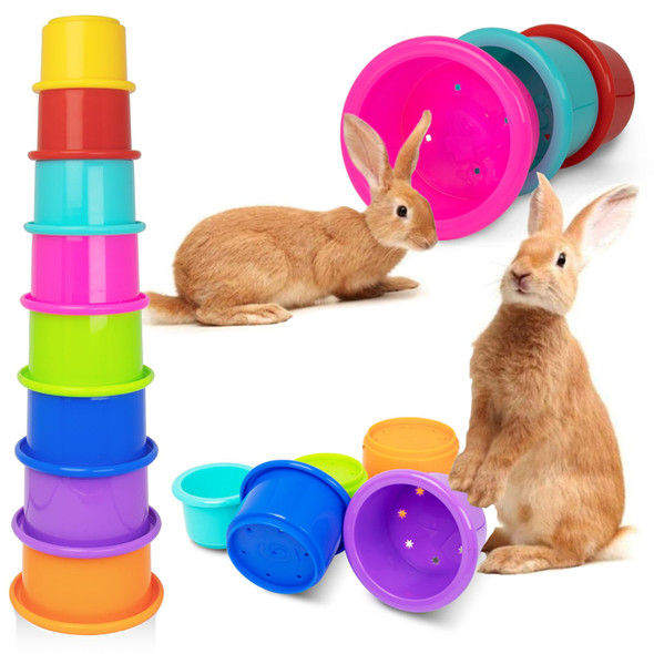 Iffitya 8 Pcs Stacking Cups For Rabbits Colorful Bunny Toys For Rabbits And Small Animals Nesting Rabbit Toys Of Different Sizes Bunny Stacking Cups For Hiding Food And Playing