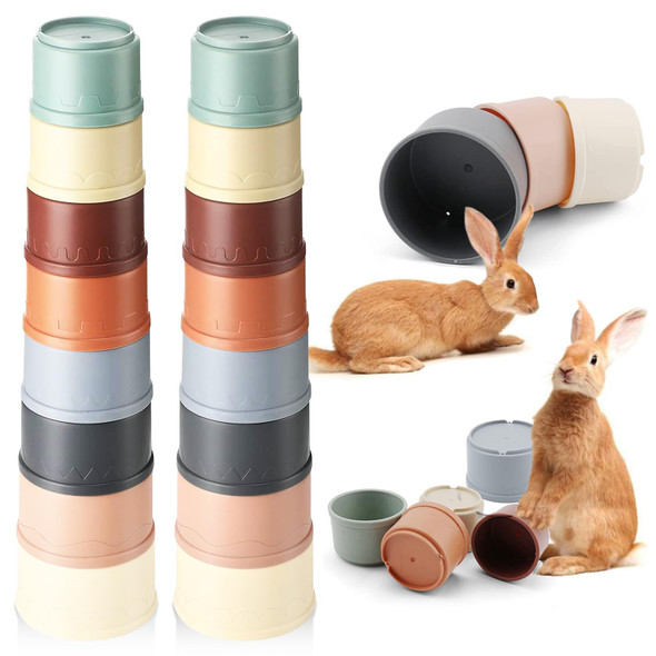 Iffitya 8 Pcs Stacking Cups For Rabbits Colorful Bunny Toys For Rabbits And Small Animals Nesting Rabbit Toys Of Different Sizes Bunny Stacking Cups For Hiding Food And Playing