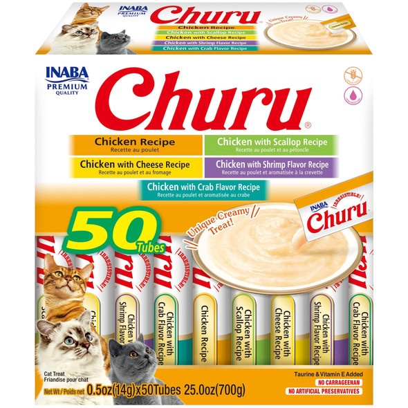Inaba Churu Cat Treats Grain- Creamy Pur E Cat Treat/Topper Chicken Variety