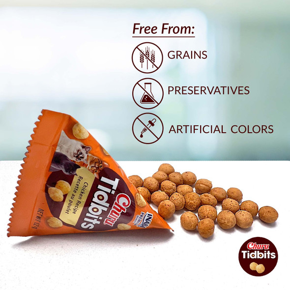 Inaba Churu Tidbits For Cats Soft and  Chewy Churu Filled Baked Chicken Cat Treats With Taurine and  Green Tea Extract 0.42Oz Per Pack 8 Packs Total Chicken With Dashi Flavor Recipe