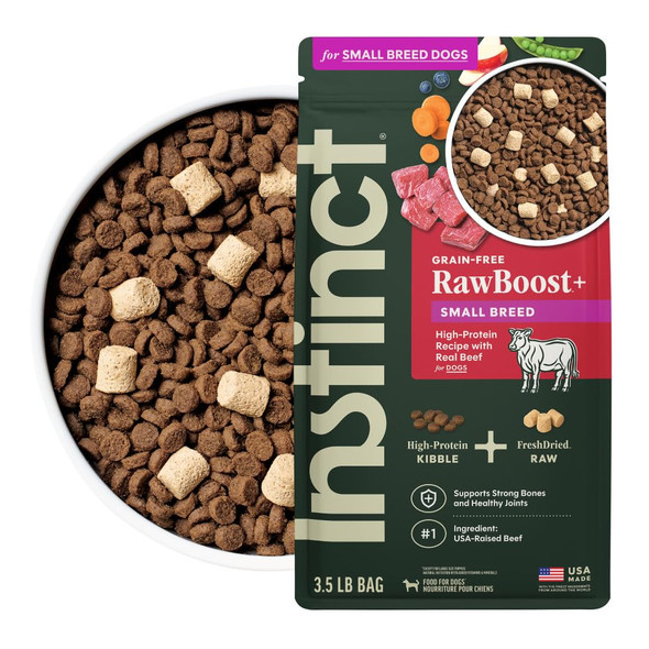 Instinct Rawboost Small Breed Natural Dry Dog Food With Freshdried Raw High Protein Grain- Recipe - Real Beef 3.5 Lb. Bag