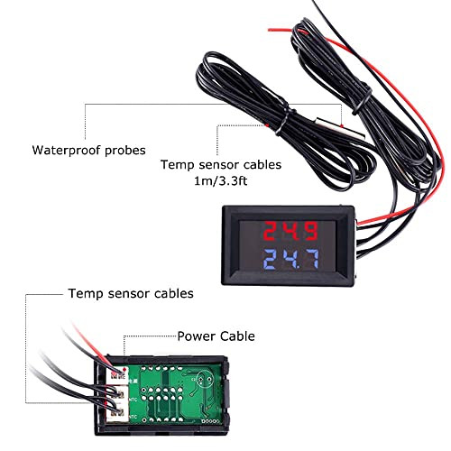 Is Icstation Digital Thermometer Car Auto Temperature Gauge Sensor Dc 4-28V Fahrenheit Dual Display Monitor With 2 Ntc Waterproof Probes For Aquarium Vehicle Fish Tank