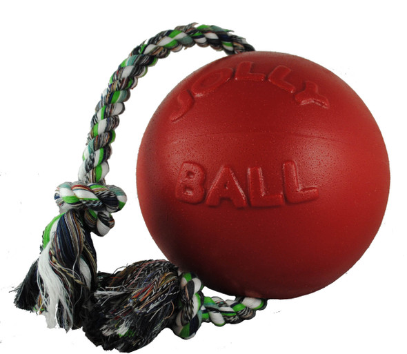 Jolly Pets Romp-N-Roll Rope And Ball Dog Toy 6 Inches/Medium Blueberry Model Number: 606 Bb All Breed Sizes