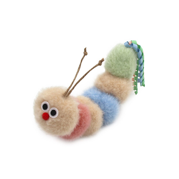 Jumpaws Interactive Natural Catnip Kicker With Rattle And Ribbon Bite Resistant For All Ages Indoor Cat Soft Caterpillar Kicker Fluffy Kitten Toy