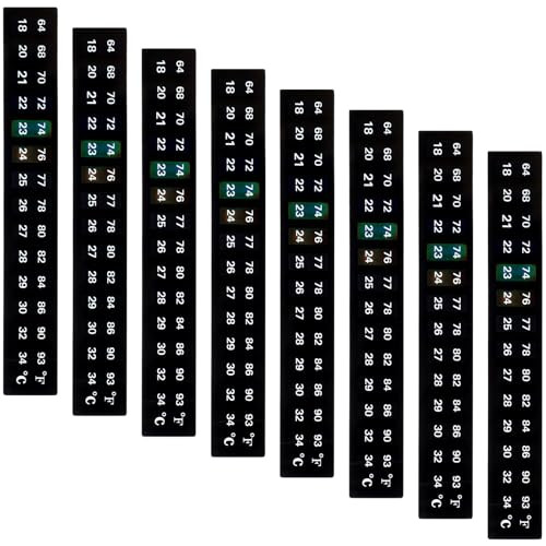 Jxiwfvl 8 Pieces Horizontal Stick On Thermometer Strip Stick On Aquarium Test Strips Horizontal Thermometer Digital Temperature Display For Fermenting Brewing Terrarium Wine 64-93 F (18-34 C)