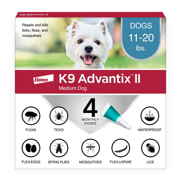K9 Advantix Ii Medium Dog Vet-Recommended Flea Tick & Mosquito Treatment & Prevention Dogs 11-20 Lbs. 2-Mo Supply