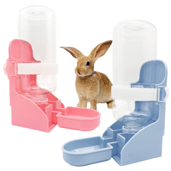 Kathson 2Pcs Rabbit Water Bottle 17Oz Hanging Water Fountain Automatic Dispenser No Leak Waterfeeder For Bunny Chinchilla Guinea Pig Hedgehog Ferret