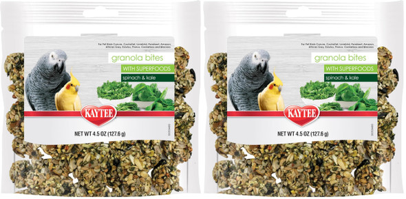 Kaytee Granola Bites With Super Foods Granola Bites And Flax For Pet Birds Conure Cockatiel Lovebird Parakeet African Grey Ecletus Pionus Cockatoos And Macaws 4.50 Ounce (Pack Of 1)