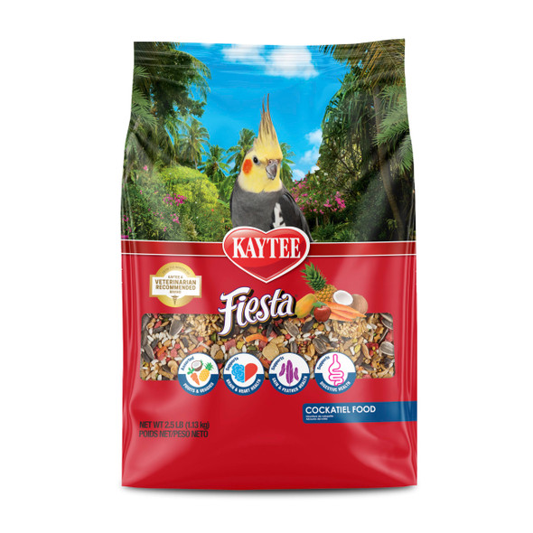 Kaytee Fiesta Cockatiel Food Nutritious And Fun Blend Supports Skin Feather Digestion Brain And Heart Health 2.5 Pounds