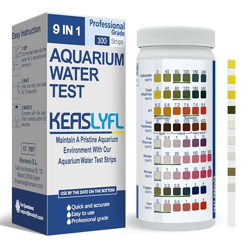 Keaslyfl Aquarium Test Strips100 Strips 9 In1 Saltwater And Freshwater Aquarium Test Kit For AquariumPond And Fish TankTesting CarbonateAlkalinityPhHardness ChlorineNitrateNitriteCopper And Iron.