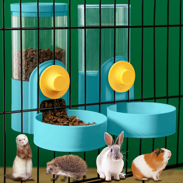 Kenond 40Oz Hanging Automatic Rabbit Food And Water Dispenser Dog Cage And Ferret Feeder Gravity Cat Feeder Set Cage Food Bowl For Bunny Guinea Pig Chinchilla (Green)