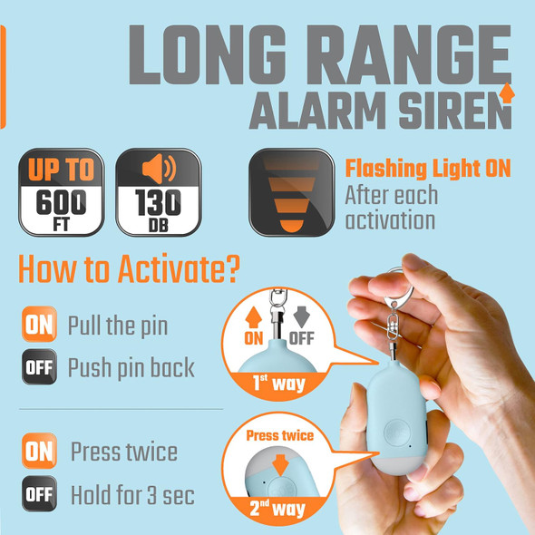 Rechargeable Self Defense Keychain Alarm – 130 dB Loud Emergency Personal Siren Ring with LED Light – SOS Safety Alert Device Key Chain for Women, Kids, Elderly, and Joggers by WETEN (Blue) Rechargeable Self Defense Keychain Alarm – 130 dB Loud Emergency Personal Siren Ring with LED Light – SOS Safety Alert Device Key Chain for Women, Kids, Elderly, and Joggers by WETEN (Blue)