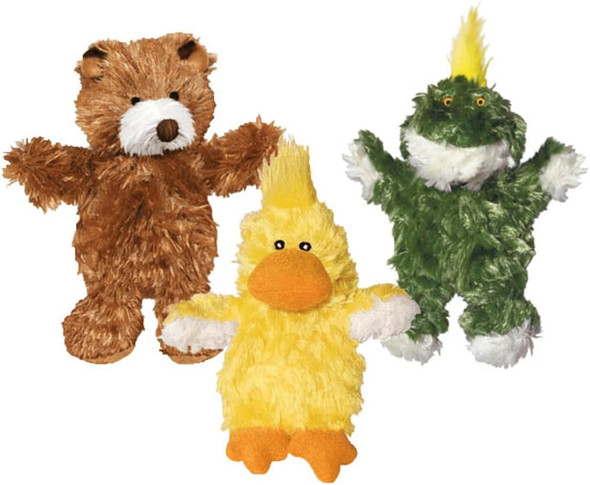 Kong Low Stuffing With Squeaker Dog Toy X-Small 3 Animals Bear Duck Frog