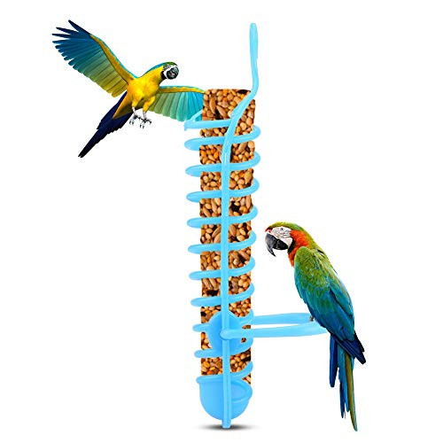 Kooingtech Parrots Feeder Basket Milet Holder Feeder Bird Cage Treat Holder For Fruit And Vegetable Milet Containers Pet Birds Hanging Foraging Toys (Blue)