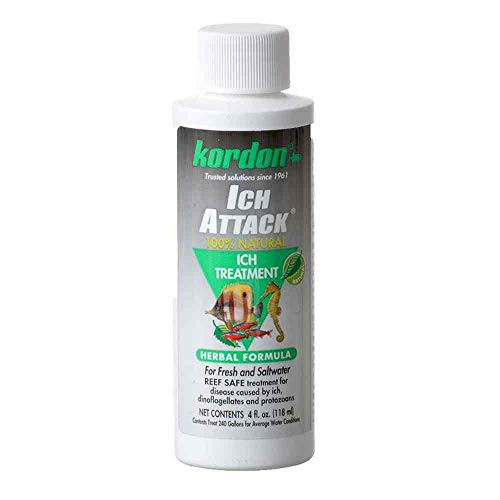 Kordon Ich-Attack Disease Inhibitor: Natural Solution For Ich & External Fish Diseases 100% Organic Herbal Treatment For Fresh & Saltwater Safe For Invertebrates Made In The Usa 4-Ounces
